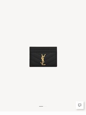 Saint Laurent Black Chevron Card Case with Gold YSL Emblem